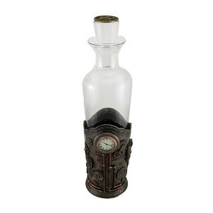 Time for Spirits Glass Spirit Decanter in Steampunk Basket with Clock